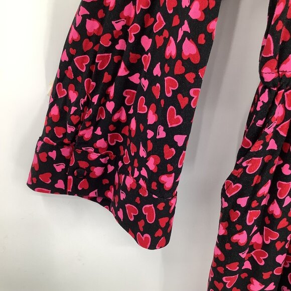 TORRID Dress Women's Plus 2X Black Pink Red Heart Print Zip Rayon - Picture 5 of 8